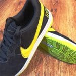 کفش ورزشی سالنی تمام چرم تزریق مدل Nike رنگ مشکی فسفری