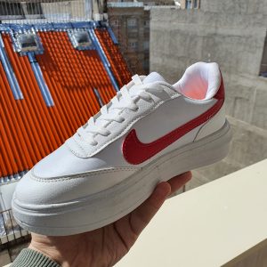 کفش کتونی اسپرت زنانه و دخترانه طرح نایک (Nike) رنگ سفید قرمز مدل ونس | کد 1096
