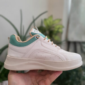 کتانی زنانه سفید سبز مدل Fashion زیره سبک با کف دوخت اشتروبل
