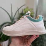 کتانی زنانه سفید سبز مدل Fashion زیره سبک با کف دوخت اشتروبل