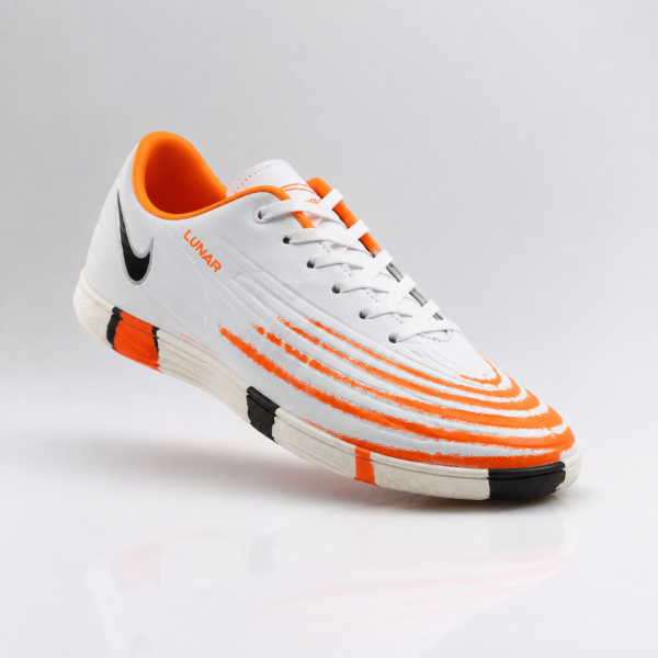 کفش ورزشی سالنی مردانه رویه خارجی مدل ویپور رنگ سفید نارنجی